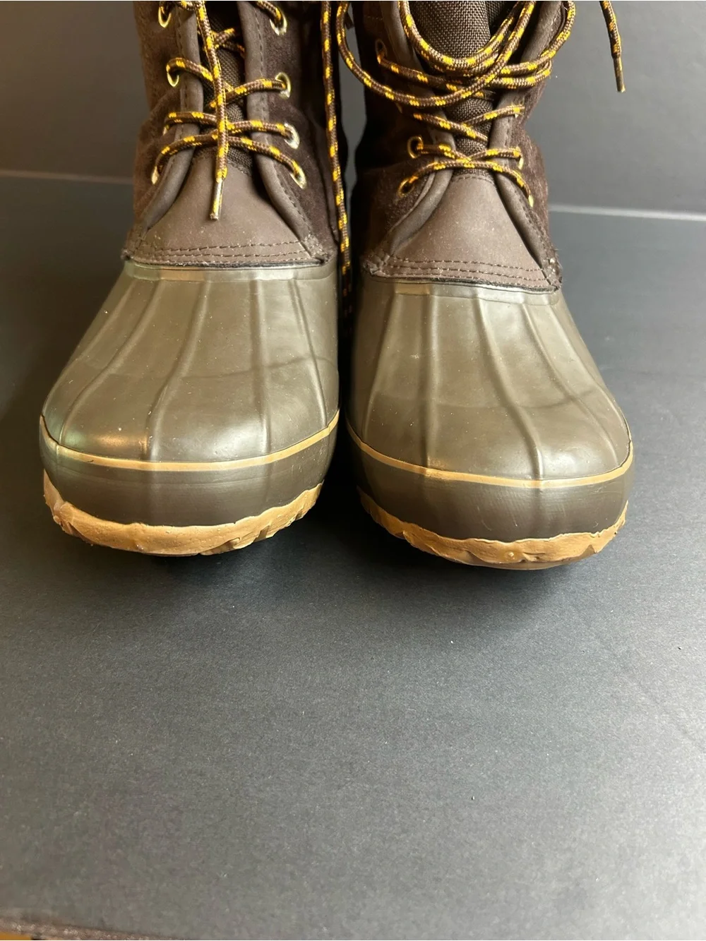 Lands' End Brown Waterproof Lace-Up Duck Boots w/ steel shank